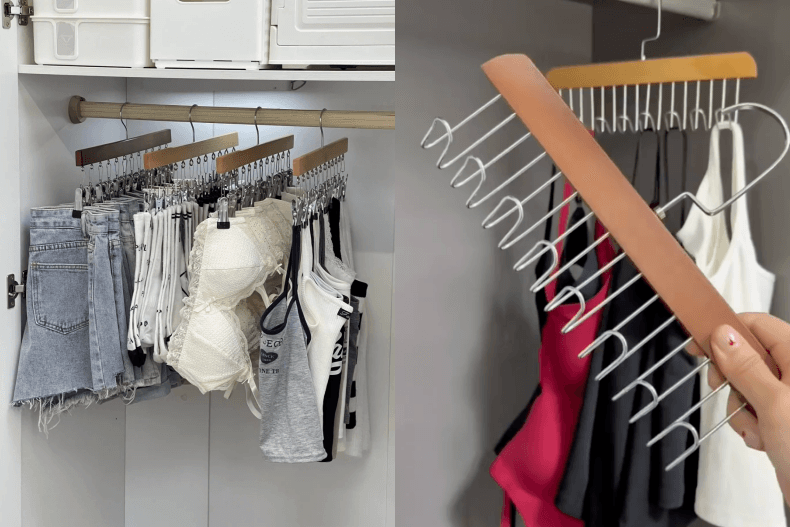 夏天衣櫃裡少不了這個超好用的「衣架」特殊用法bra top、細肩帶⋯都能收納整齊！