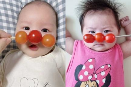 韓國最新「曬娃」拍照法！3個番茄秒變「麵包超人寶寶」、皺眉頭傲嘟嘟同樣Q翻天