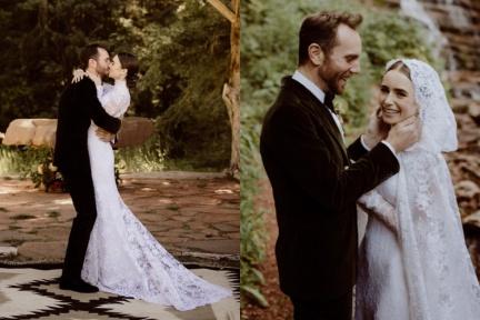莉莉柯林斯甜嫁導演男友！仙氣結婚照美到像童話，復古蕾絲婚紗來自「這牌子」
