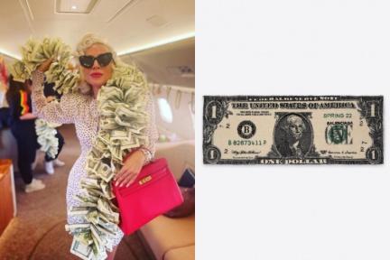 錢錢給的溫度最暖！巴黎世家推出9萬「1美元圍巾」，她整串「百元美金」秒成行動ATM