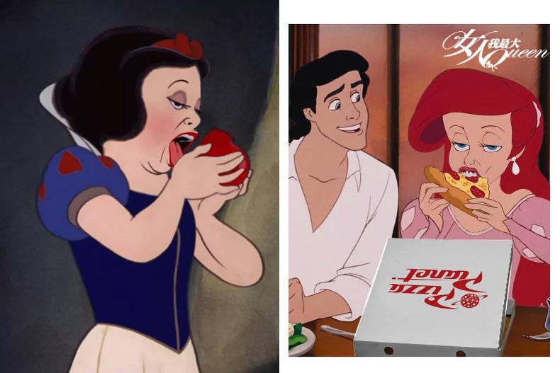 超好笑！白雪公主雙下巴、愛麗兒爆吃PIZZA﹒﹒﹒看完這系列包準你覺得原來公主也是人