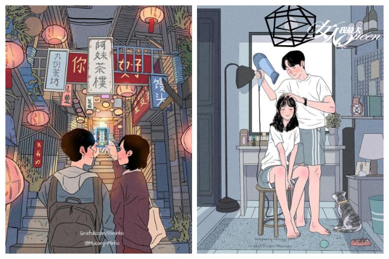 情人節送禮吃飯看煙火還能幹嘛？韓國插畫家筆下浪漫日常幫你討好閃光